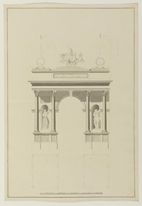 32549 Afbeelding van een ontwerp voor een erepoort, op te richten voor het bezoek van koning Willem II aan Utrecht op ...